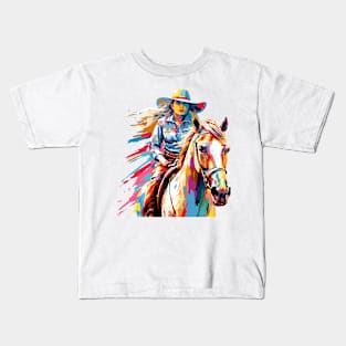 American Cowgirl Western Country Tradition Culture Abstract Kids T-Shirt